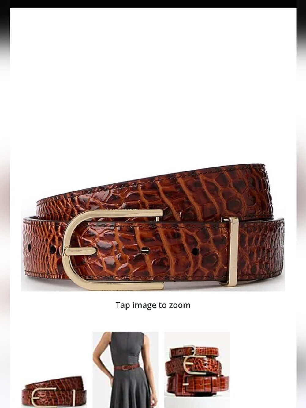 BRAHMIN 1.25" Classic Croc Embossed Leather Belt Pecan